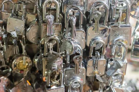 Locks on display Stock Photos