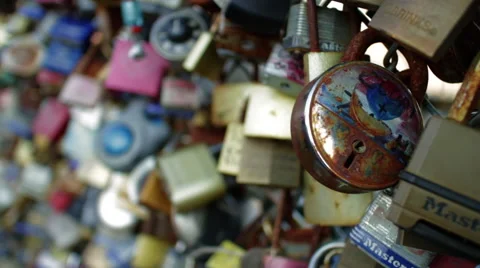 Locks On Fence Stock-Footage 66383834