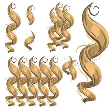 Locks of hair. A set of individual elements and compositions. Stock Illustration