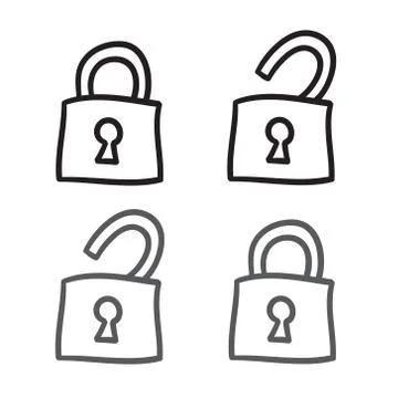 Locks icon set vector line doodle symbols Stock Illustration