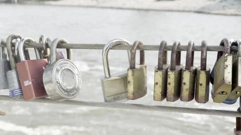 Locks on the Locks Bridge Locks of Love Stock Footage 156714347