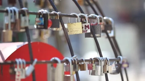 Locks of lovers Stock Footage 61133823