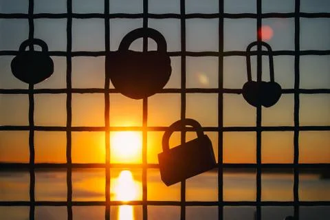 Locks of lovers for happiness Stock Photos