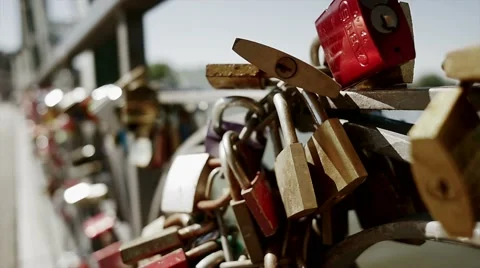 Locks mounted on wall. love romantic couple. togetherness. promises. memories Stock-Footage 40467840
