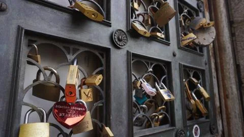 Locks on an old door Stock Photos