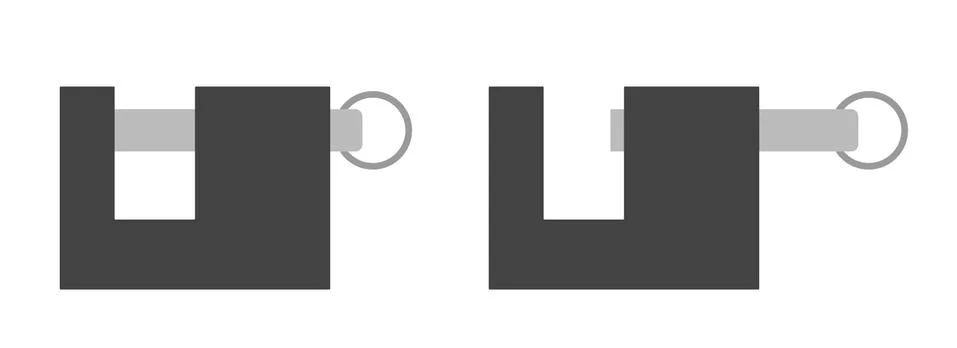 Locks in open and closed position in gray colors on a white background Stock-Illustration