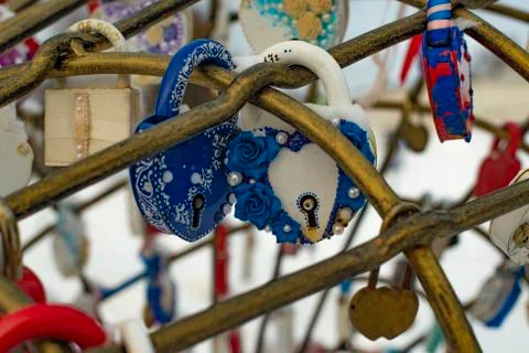 Locks together forever. Stock Photos
