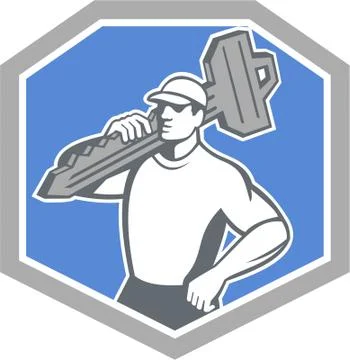 Locksmith carry key shield retro Stock Illustration