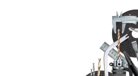 Locksmith decorative corner composition on theme of craft hand metal work Stock Illustration