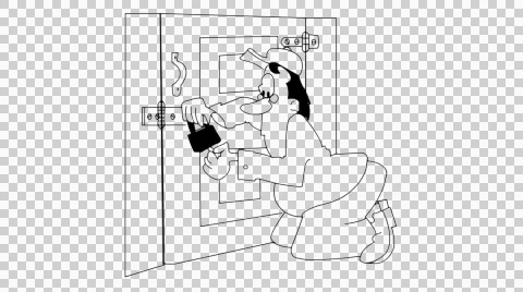 Locksmith hand drawn illustration animation sketch with transparent background Stock Footage 43908177