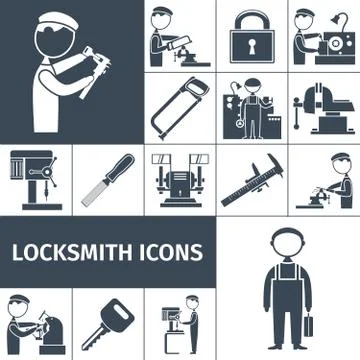 Locksmith Icons Black Stock Illustration