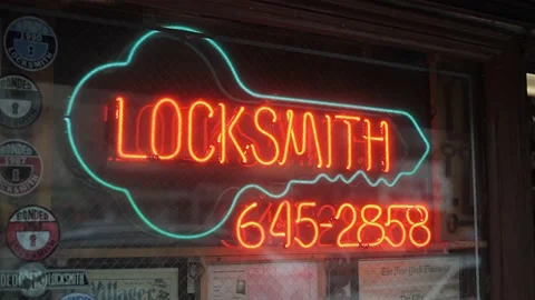 Locksmith Neon Sign Stock Footage 190769643