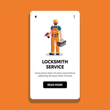Locksmith Service Workman Holding Tool Vector Illustration Illustrazione stock