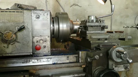 Locksmith Work on Processing a Metal Billet on a Lathe Stock-Footage 141540634