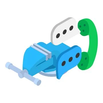 Locksmith workshop icon isometric vector. Bench vise green retro handset icon Stock Illustration
