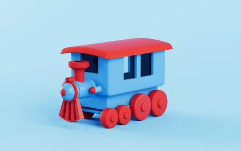 Locomotive with blue background, 3d rendering. Stock Illustration