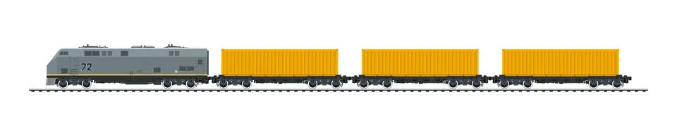 Locomotive with cargo container Stock Illustration