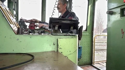 Locomotive engineer sideview Stock Footage 76953276