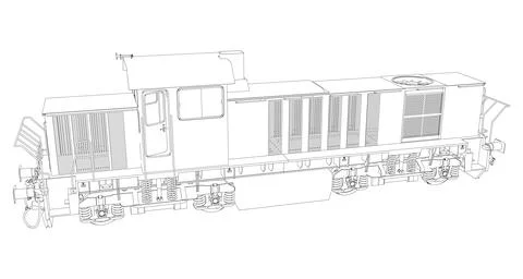 Locomotive. EPS10 format. Wire-frame Vector created of 3d Illustrazione stock