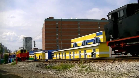 Locomotive pulled up to the train Stock Footage 64711331