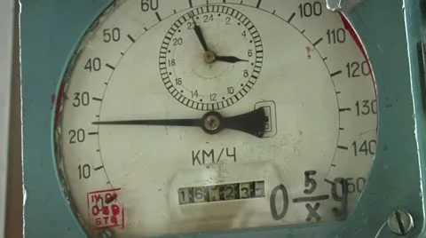 Locomotive speedometer pointer Stock Footage 10840316