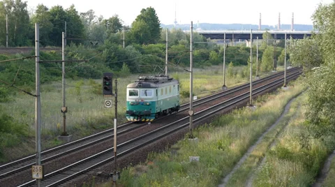 Locomotive without Wagons Stock Footage 39932256