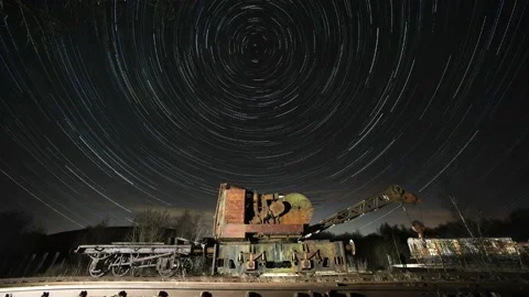 Locomotives star trail in reverse Stock Footage 148394822