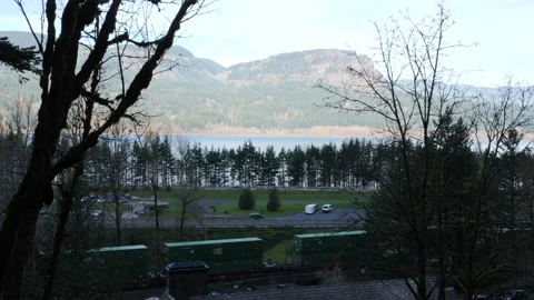 Locomtive Train Trasporting Goods Through Oregon. Stock Footage 141018392