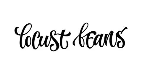 Locust beans - vector hand drawn calligraphy style lettering word. Stock Illustration