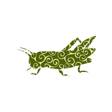 Locust grasshopper insect spiral pattern color silhouette animal Illustrazione stock