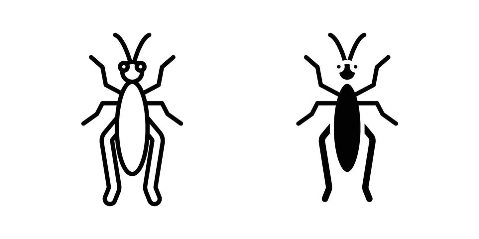 Locust icon silhouette vector set. thin line pack イラスト素材