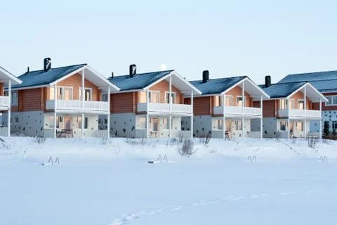Lodges in snow Stock Photos