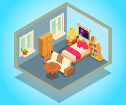 Lodging concept banner, isometric style Stock Illustration