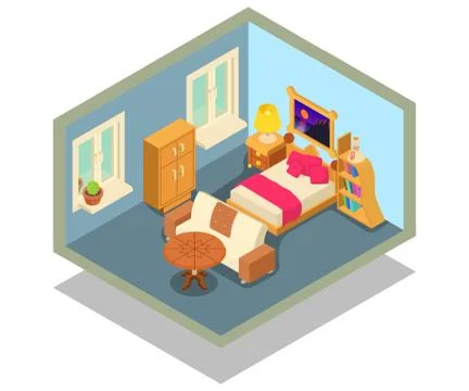 Lodging concept banner, isometric style Stock Illustration