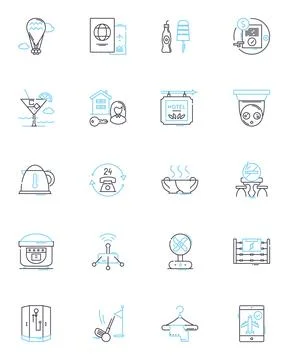 Lodging industry linear icons set. Accommodation, Hospitality, Tourism, Lodging Stock Illustration