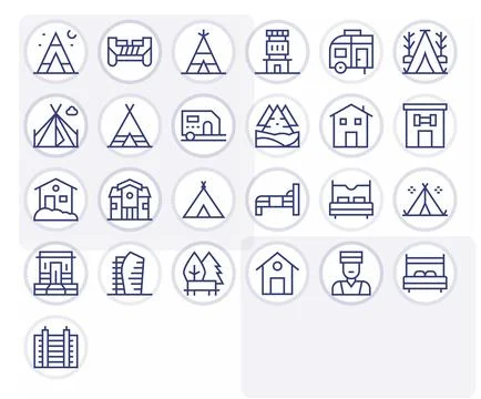 Lodging Vector Icon Collection featuring 25 Pixel Optimized High Resolution.. Stockillustratie