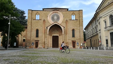 Lodi. Bottom view on the front side of the S.Francesco Church Stock Footage 94421915