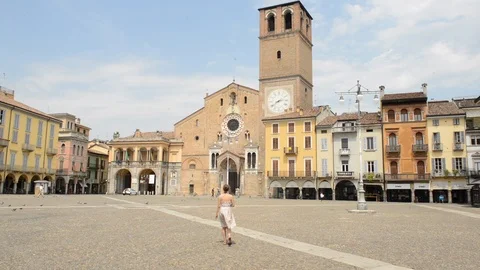 Lodi, view on the main square in the town of Lodi, Lombardy, Milan, Italy Stock Footage 93585226