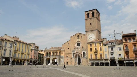 Lodi, view on the main square in the town of Lodi, Lombardy, Milan, Italy Stock Footage 93585352
