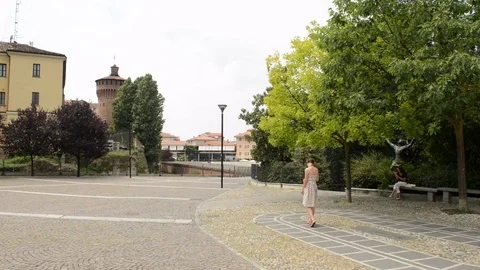 Lodi, view on a quite square in the town of Lodi, Lombardy, Milan, Italy Видео 93585169
