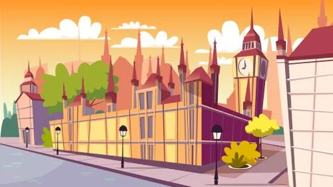 Lodon day cityscape vector cartoon illustration Ilustración de archivo