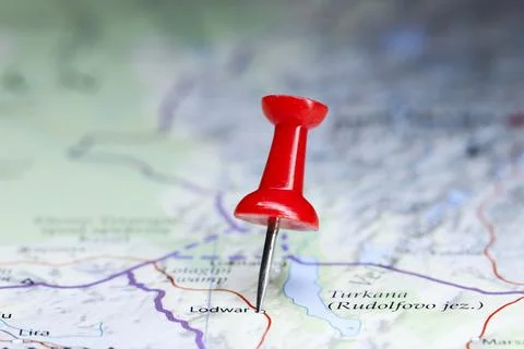 Lodwar, Kenya pin on map Stock Photos