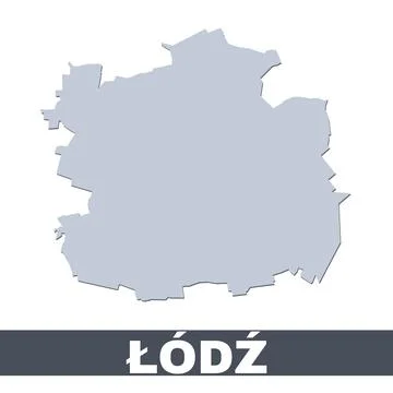 Lodz outline map. Vector map of Lodz city area borders with shadow 스톡 일러스트