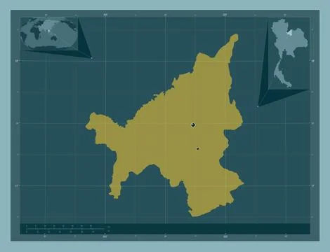 Loei, Thailand. Solid color shape. Locations of major cities of the region 스톡 일러스트