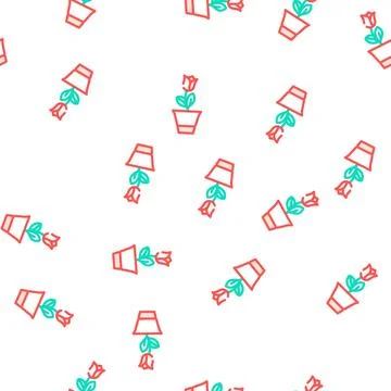 Loekaryd potted flower vector seamless pattern Stock Illustration