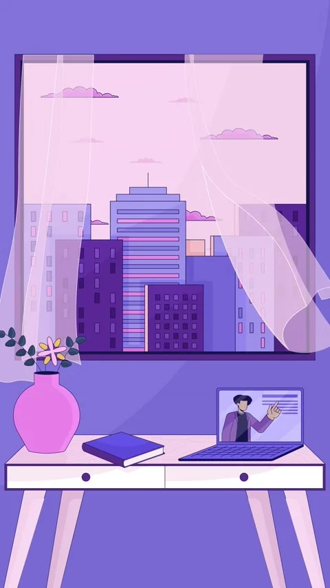 Lofi study desk with e-learning vertical animation Stock Footage 312610109