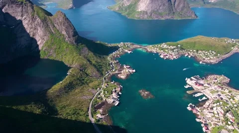 Lofoten archipelago islands Aerial footage Stock Footage