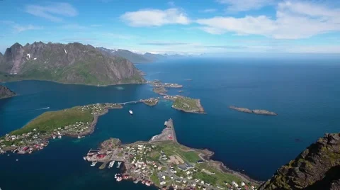 Lofoten archipelago islands Aerial footage Stock Footage