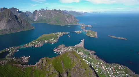 Lofoten archipelago islands Aerial footage Stock Footage