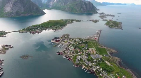 Lofoten archipelago islands Aerial footage Stock Footage